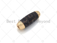 16x39mm Large Natural Tibetan Agate Barrel Shape Spacer Beads, Gold Tone, Dzi Spacer, Oval Tibetan Agate Beads, sku#U951