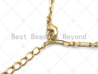 16"/32"/7" Finished Dainty Gold Paper Clip Necklace and Bracelet, Thin Layering Necklace Bracelet, Ready to wear w/Lobster Clasp, sku#LK105 Bestbeads&Beyond