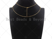 16"/32"/7" Finished Dainty Gold Paper Clip Necklace and Bracelet, Thin Layering Necklace Bracelet, Ready to wear w/Lobster Clasp, sku#LK105 Bestbeads&Beyond