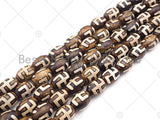 NEW STYLE Natural Tibetan Agate, Barrel 10x14mm, 14" Full Strand, Natural Agate, DZI AgateSku#U969