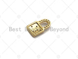 18K Dainty Gold Padlock with CZ Micro Pave Moon and Star, Padlock Charm, Lock Charm, 8x13mm, Sku#LK29 Bestbeads&Beyond