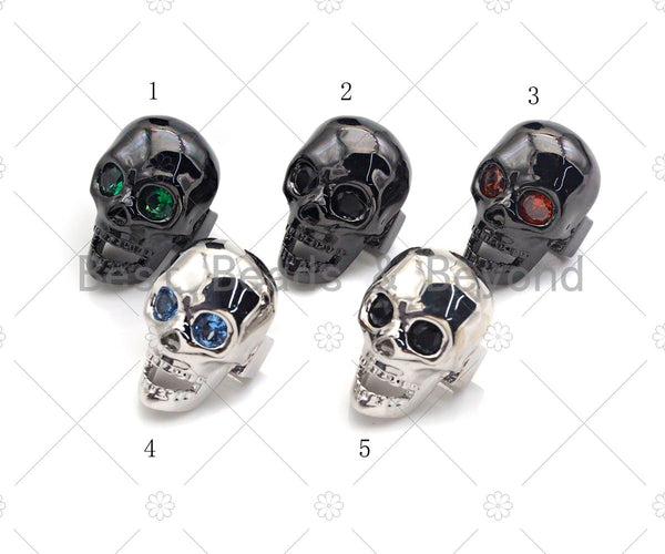 Pave Paracord Sliding Skull Beads, Skull Spacer Beads, Men's Bracelet Making Charm, Skull Pave Beads, 10x15mm,sku#Y299