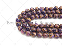 Gold Clinquant Beads, 4mm/6mm/ 8mm/10mm/12mm, Cloisonne Purple Color, 15.5" Full Strand Wholesale Gemstones,sku#U953 Bestbeads&Beyond