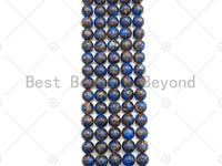 Gold Clinquant Beads, 4mm/6mm/ 8mm/10mm/12mm, Cloisonne Royal Blue Color, 15.5" Full Strand, Wholesale Gemstone,Sku#U954 Bestbeads&Beyond