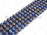 Gold Clinquant Beads, 4mm/6mm/ 8mm/10mm/12mm, Cloisonne Royal Blue Color, 15.5" Full Strand, Wholesale Gemstone,Sku#U954 Bestbeads&Beyond