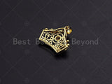 18K Gold Micro CZ Pave Crown Pendant, Gold Crown Charm, Queen Crown Beads, Jewelry Findings, 20x24mm,sku#LK43