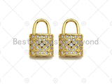 18K Gold Micro CZ Pave Lock Pendant, Gold Lock Charm,  Padlock Beads, Jewelry Findings, 12x18mm, sku#LK46