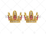 3D Shape Micro CZ Pave Crown Pendant, Gold Crown Charm,  Crown Beads, Jewelry Findings, 14x18mm, sku#LK48 Bestbeads&Beyond