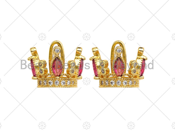 3D Shape Micro CZ Pave Crown Pendant, Gold Crown Charm,  Crown Beads, Jewelry Findings, 14x18mm, sku#LK48