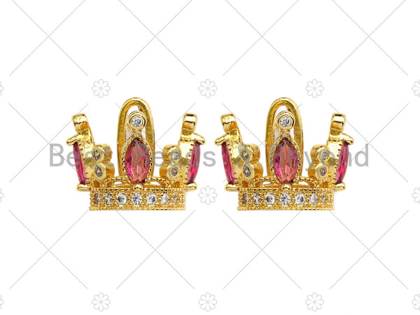 3D Shape Micro CZ Pave Crown Pendant, Gold Crown Charm,  Crown Beads, Jewelry Findings, 14x18mm, sku#LK48 Bestbeads&Beyond