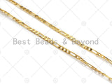 2.4mm Thin Flat Figaro Gold Chain by Yard, Slim Figaro Style Chain, Gold Plated Brass Chain, Wholesale Chain, sku#LK122