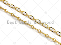 4mm Gold Flat Oval Linked Chain by Yard, Dainty  Delicate Oval Link Chain, Gold Plated Brass Chain, Wholesale Chain, sku#LK124