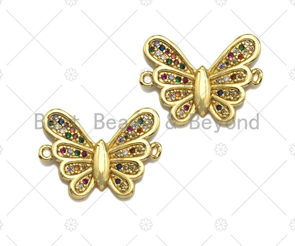 Colorful CZ Micro Pave Butterfly Connector, Cubic Zirconia Butterfly Connector, Bracelet Necklace Findings, 15x20mm, SKU#LK64