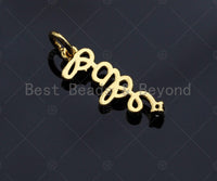 Gold/Silver CZ Micro Pave Babe Letter Shape Pendant, Alphabet Pave Pendant, Real Gold plated, 7x18mm, Sku#Z1153