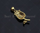 CZ Micro Pave Tulip Flower Charm/Pendant, Tulip Rose Shape Charm, Pave Pendant, Gold plated charm, 10x21mm, Sku#LK128