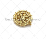 CZ Micro Pave Ferris Wheel Charm/Pendant, Wheel Shape Charm, Round Pave Pendant, Gold plated charm, 21mm, Sku#LK132