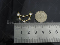 CZ Micro Pave Twelve Constellations Charm/Pendant, Constellation Shape Connector, Pave Pendant, Gold plated charm,23x17mm, Sku#LK133