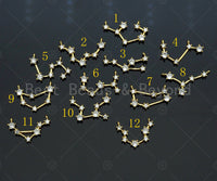 CZ Micro Pave Twelve Constellations Charm/Pendant, Constellation Shape Connector, Pave Pendant, Gold plated charm,23x17mm, Sku#LK133