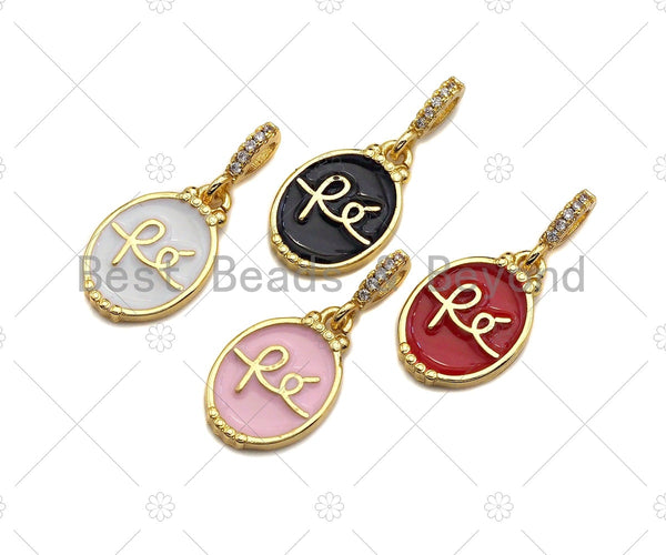 Enamel Oval Shape Charm Pendant, Gold Finish, Red/Black/Pink/White Oval Coin Charm, 11x17mm, sku#JL06