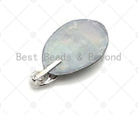 Large Natual Abalone Shell Pendant, Focal Puffy Abalone Pendant Silver Gold Finish with Pearl, Focal Abalone Charm, sku#R39