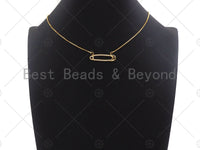CZ Micro Pave Safety Pin Shape Pendant , Gold/Silver/Black/Rose Gold Plated Pendant,Necklace Bracelet Charm Pendant,10x32mm,sku#L282