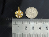 CZ Micro Pave White Enamel Daisy Flower Charm, 18K Gold Filled Flower Charm, Necklace Bracelet Charm Pendant, 13mm, Sku# Y268