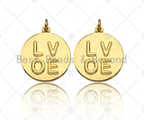 18k Shiny Gold Finish Round LOVE Coin Charms, Embossment LOVE Charms, Round Coin Pendant, Gold Charm, DIY Necklace Charms, 20mm, Sku#Y275