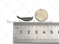 CZ Micro Pave Feather Shape Pendant/Charm/Connector, I'm yours Letter Feather Connector, Silver/Gold/Black Tone, 6x22mm, Sku#Y276