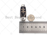 15x41mm Large Natural Tibetan Agate Barrel Shape Spacer Beads, Silver Wrap Finish, Oval Tibetan Agate Beads, sku#U960