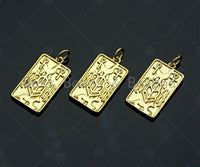 CZ Micro Pave Dog Cross On Rectangle Shape Pendant, Gold Plated, Necklace Bracelet Charm Pendant, 16x25mm,sku#F1239