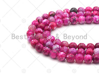 Hot Pink Fire Agate, Round Faceted/Smooth 6mm/8mm/10mm/12mm, Natural Agate Beads, 15.5"Full Strand, sku#UA115