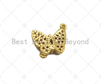 Fuchsia CZ Butterfly Connector, Butterfly Bracelet Link, Butterfly Pendant, Cubic Zirconia Pendant, Gold Tone, 16x18mm, Sku#LK86 Bestbeads&Beyond