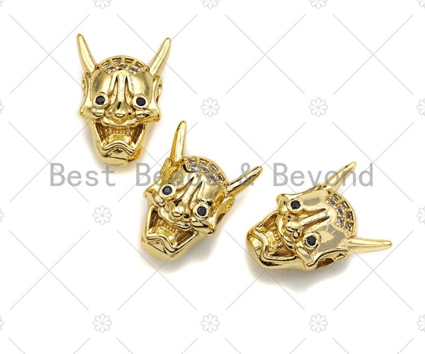 CZ Micro Pave Evil Goblin Head Bead, Men's Jewelry Findings, CZ Pave beads, 9x11x15mm, sku#LK90