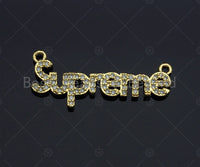 Gold Bracelet/Necklace Connector, Dainty Superme Charms, Alphabet Pendant, Gold Charm, Gold Pendant, Necklace Charms, 14x34mm, Sku#LK98