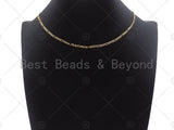 19"/32"/7" Dainty Gold Figaro Necklace and Bracelet, Gold Layering Necklace Bracelet, Ready to wear w/Lobster Clasp, sku#LK104
