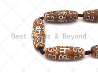 NEW STYLE Natural Tibetan Agate,Focal Beads, Barrrel Shape 14x40mm, 14" Full Strand, Natural Agate, DZI AgateSku#U971