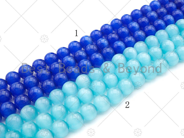 Cat's Eye Lapis/Aqua Blue Round Beads, 6mm/8mm/10mm/12mm Smooth Round, 15.5'' Full Strand, Sku#UA161 Bestbeads&Beyond