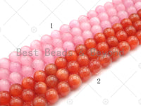 Cat's Eye Pink/Red Round Beads, 6mm/8mm/10mm/12mm Smooth Round, 15.5'' Full Strand, Sku#UA163