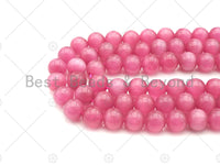 Cat's Eye Dark Pink Round Beads, 6mm/8mm/10mm/12mm Smooth Round, 15.5'' Full Strand, Sku#UA164