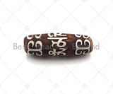 16x39mm Large Natural Tibetan Agate Barrel Shape Spacer Beads,Dzi Agate Spacer,Oval Tibetan Agate, sku#U1008