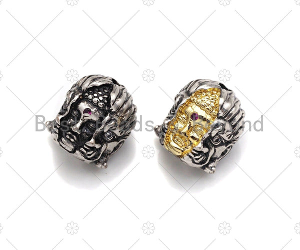 CZ Micro Pave Mask Head Spacer Beads, Antique Silver Monster Beads, Men's Findings, CZ Pave beads, Bracelet Beads,11x12x9mm, sku#Y323