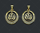 CZ Micro Pave Curve Pattern On Round Ring Shaped Pendant/Charm, Gold Cubic Zirconia Pendant Charm,17x21mm,sku#F1268
