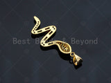 Colorful CZ Micro Pave Snake Shaped Pendant/Charm,Gold Big Cubic Zirconia Pendant Charm,13x33mm,sku#F1269