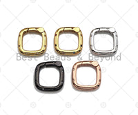 CZ Micro Pave Square Shape Carabiner Clasp with Easy Open Spring, Square Spring Snap Clasp, 18mm, sku#H304