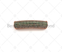 Green CZ Micro Pave Half Full Pave Tube for Bracelet/Necklace,CZ Spacer Tube in Silver/Gold/Rose Gold/Black, Tube Beads, 38x8mm,sku#ML11