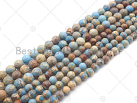High Quality Light Blue Sea Sediment Imperial Jasper Beads, 6mm/8mm/10mm/12mm Round Smooth Imperial Japser, 15.5'' Full Strand, SKU#UA168