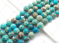 High Quality Turquoise Blue Sea Sediment Imperial Jasper, 6mm/8mm/10mm/12mm Round Smooth Imperial Japser, 15.5'' Full Strand, SKU#UA169