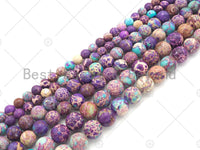 High Quality Galaxy Sea Sediment Imperial Jasper Beads, 6mm/8mm/10mm/12mm Purple Blue Round Smooth Japser, 15.5'' Full Strand, SKU#UA173