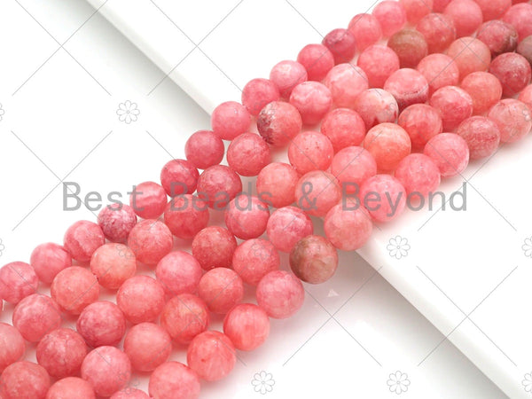 High Quality Rhodochrosite Jade, Round Smooth 6mm/8mm/10mm/12mm, Red Beads, 15.5" Full Strand, Sku#U981