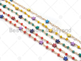 1 Foot/Yard- 6mm Colorful Star Rosary Chain- Brass Wire Wrapped Gold Plated Chain- DIY Necklace/Bracelet Link Findings, sku#V65